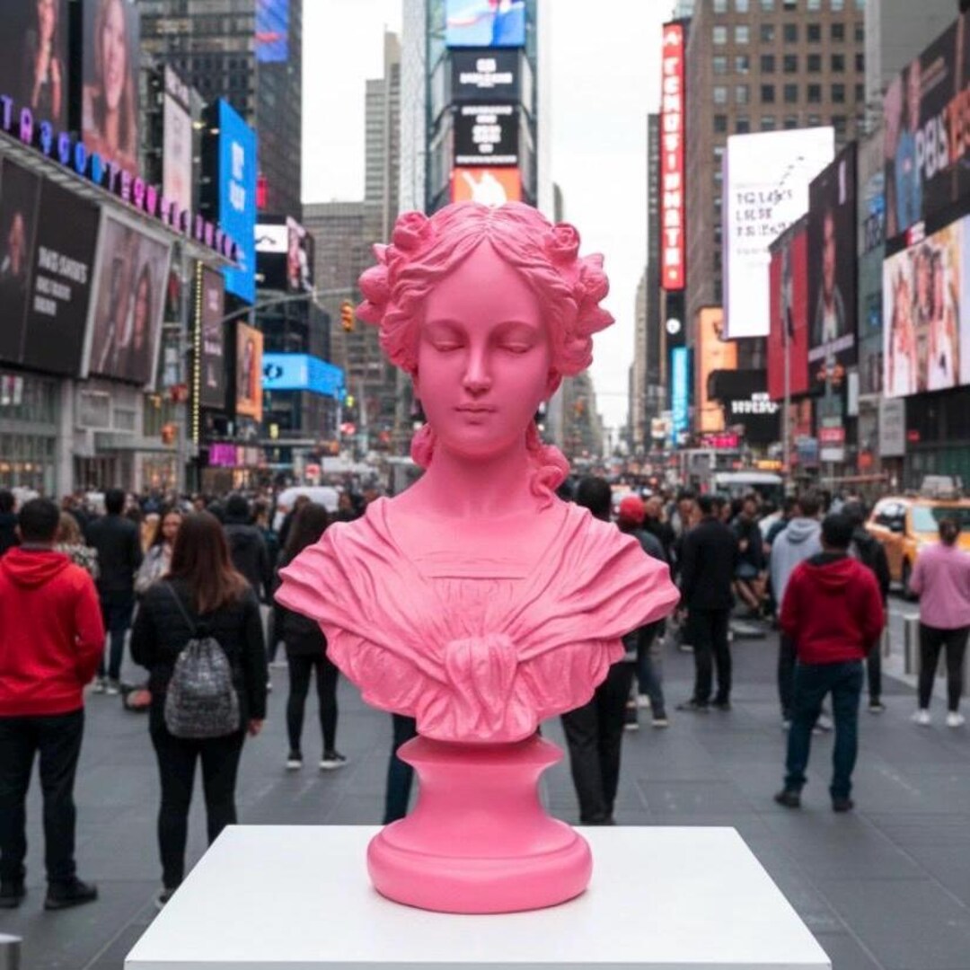 Pink Princess Bust Statue - Neon Pink Classical Female Sculpture ...