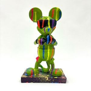 Mickey Pop Art Statue,Neon Mickey Mouse Statue,Unique Handmade Gift,Modern Home Decoration