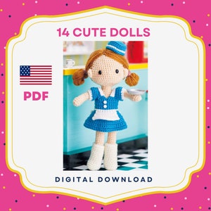 14 Dolls with Interchangeable Outfits Crochet pattern PDF English amigurumi ,Amigurumi Doll Pattern Tutorial, English, dolls Pattern
