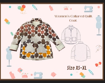 Collared Quilt Coat Sewing Pattern PDF Sewing Pattern