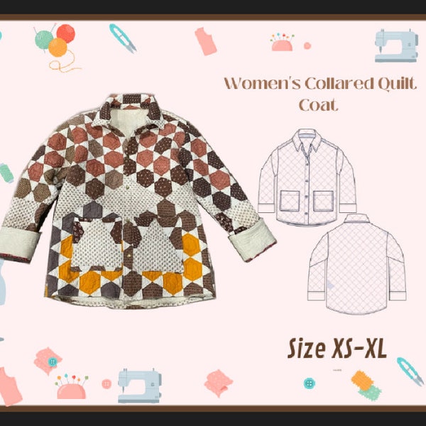 Collared Quilt Coat Sewing Pattern PDF Sewing Pattern