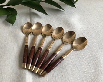 Brass and rosewood tea spoons