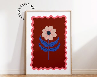 Blumen Illustration | Abstrakte Blumen | Spielzimmer Kunstwerk | Kinderzimmer Dekor | Bunter Druck | Kinder Druck | Helles Blümchen