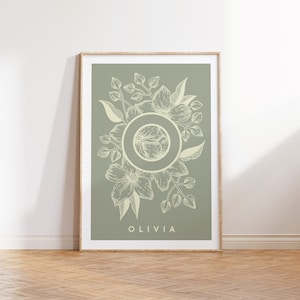 Personalised Floral Name Print | Wild Flower | Playroom Artwork | Nursery Decor | Girls Room | Colourful Illustration | Baby Shower Gift