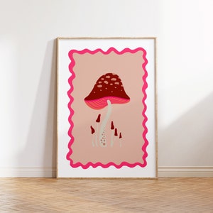 Mushroom Illustration Toadstool Print Playroom Artwork Nursery Decor Colourful Kids Print Childs Print Home Decor Autumn Vibes image 1