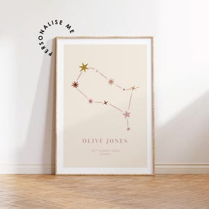 Star Sign Birth Print | Gemini Constellation | Zodiac | Personalised Birth Print |  Nursery Decor | Baby Shower Gift