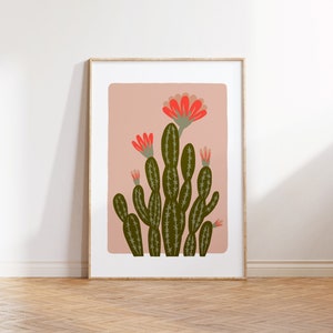 Cactus Print | Saguaro with flowers | House Plant Illustration | Cacti | Plant Lover | Colourful Print | Home Decor | Nursery Decor