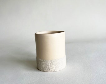 Handmade Organic Ceramic Cup - Bottom Textured Beige