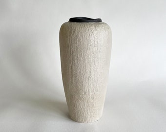 Handmade Beige Ceramic Vase: Large Wabi Sabi Stoneware Art