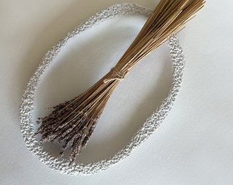 Handgemachte strukturierte organische Keramik Großes Tablett - Weiß