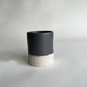 Large coffee tea cup, Modern tea cup, Handmade Ceramic Rustic Stoneware Textured Minimal Cup -Bottom Textured, Beige & Charcoal