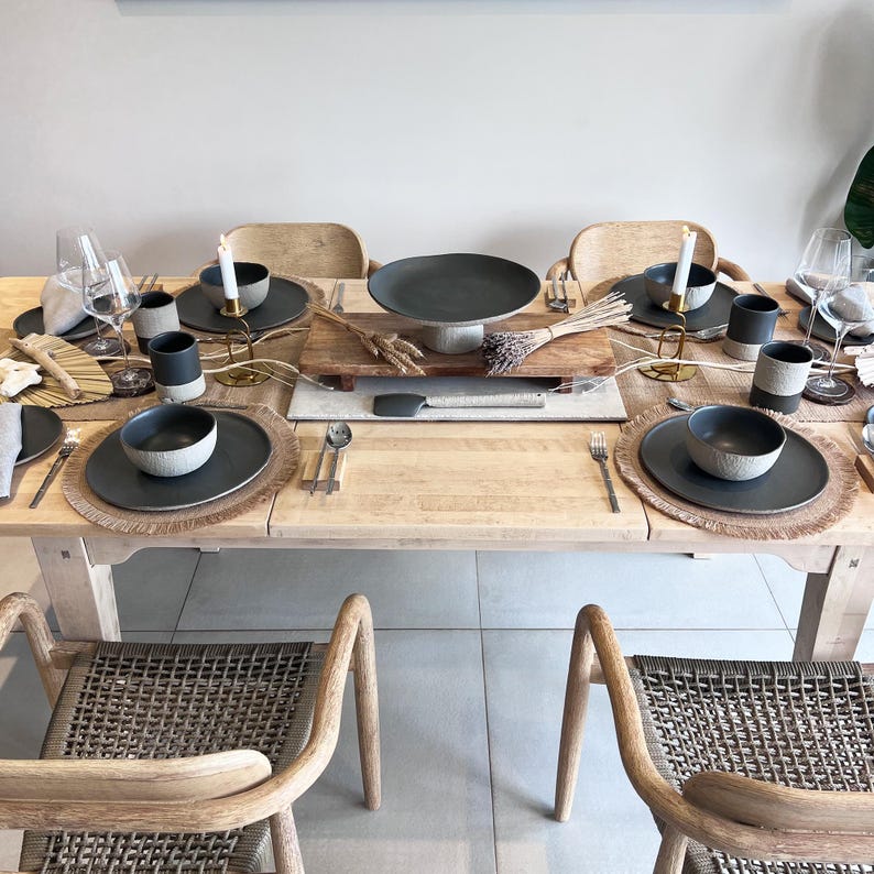 Beige charcoal handmade ceramic dinnerware set
