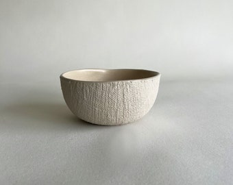 Handmade Textured Organic Ceramic Bowl - Beige