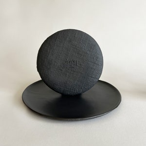 Small, Handmade Textured Organic Ceramic Plate - Black