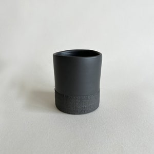 Large coffee tea cup, Modern tea cup, Handmade Ceramic Rustic Stoneware Textured Minimal Cup - Bottom Textured, Black