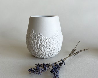 Handmade Organic Ceramic Cup - Textured, White