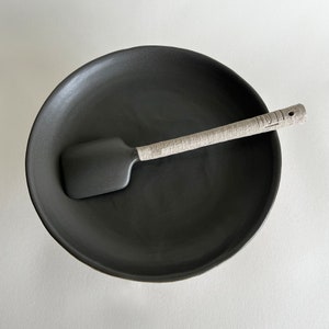 Handmade Beige and Charcoal Ceramic Serving Platter: Rustic Nordic Dining Table Centrepiece image 7