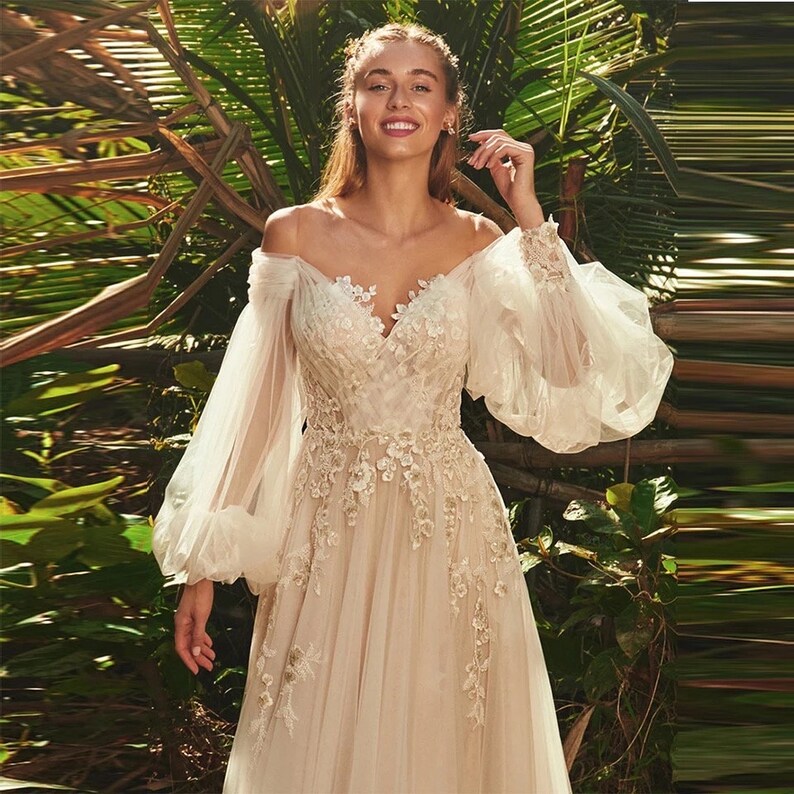 Elegant Cap Sleeve Boho Chiffon Sweetheart Wedding Gown TWA0302