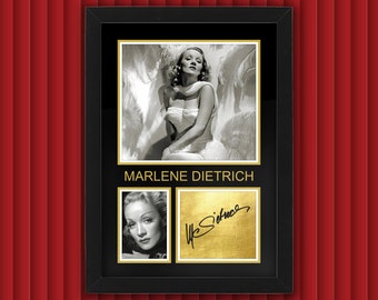 MARLENE DIETRICH - Display Case w Reproduced Autograph Signature Framed Unique Gift