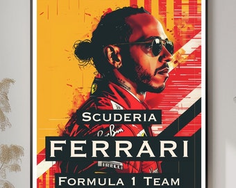 LEWIS HAMILTON FERRARI F1 Team - Fine Art Collectible Print Poster Limited 1 of 1000 A1