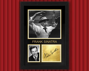 FRANK SINATRA - Display Case w Reproduced Autograph Signature Framed Unique Gift