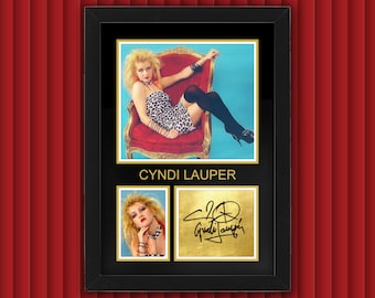 CYNDI LAUPER - Display Case w Reproduced Autograph Signature Framed Unique Gift