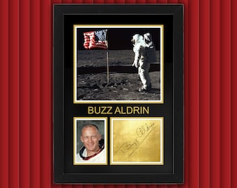 BUZZ ALDRIN / APOLLO 11 Display Case w Reproduced Autograph Signature Framed Unique Gift