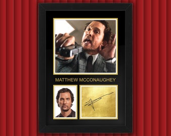 MATTHEW MCCONAUGHEY Display Case w Reproduced Autograph Signature Framed Unique Gift