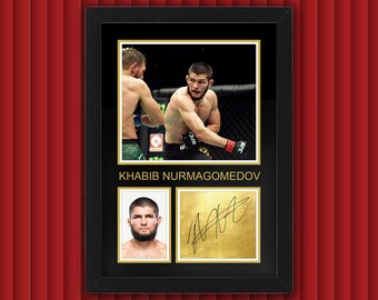 KHABIB NURMAGOMEDOV Display Case w Reproduced Autograph Signature Framed Unique Gift