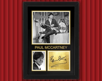 PAUL MCCARTNEY / The BEATLES - Display Case w Reproduced Autograph Signature Framed Unique Gift