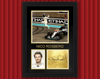 NICO ROSBERG / F1 Mercedes-AMG Petronas Display Case w Reproduced Autograph Signature Framed Unique Gift