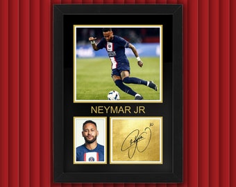 NEYMAR JR / PSG Display Case w Reproduced Autograph Signature Framed Unique Gift