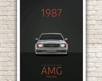 1987 Mercedes 560 SEC 6.0 AMG Wide Body c126 (w126) - Fine Art Print Poster Limited 1 of 560