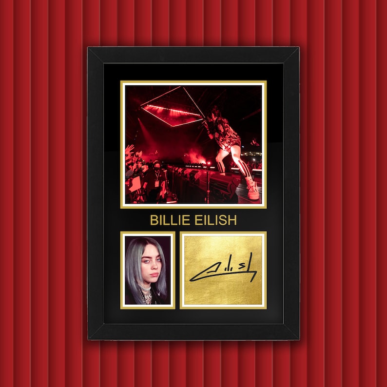 BILLIE EILISH Display Case w Reproduced Autograph Signature Framed Unique Gift image 1
