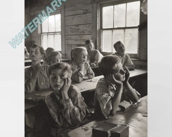 1940 Depressietijdperk SCHOOLKAMER 7X5 FOTO #1