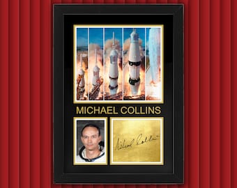 MICHAEL COLLINS / APOLLO 11 Display Case w Reproduced Autograph Signature Framed Unique Gift