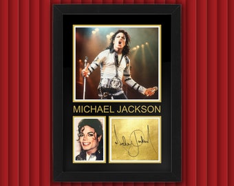 MICHAEL JACKSON Display Case w Reproduced Autograph Signature Framed Unique Gift