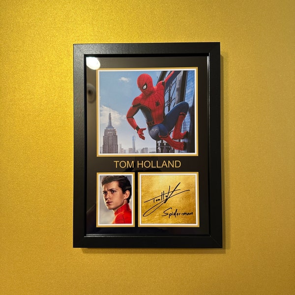 Enmarcado TOM HOLLAND / Spider-Man - Regalo de exhibición con autógrafo reproducido (firma)