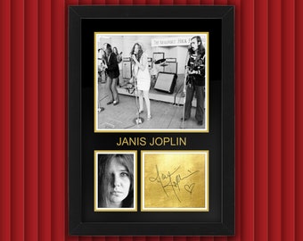 JANIS JOPLIN - Display Case w Reproduced Autograph Signature Framed Unique Gift