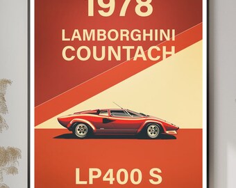 1978 LAMBORGHINI COUNTACH LP400 S - Fine Art Collectible Print Poster Limited 1 of 1000 A1