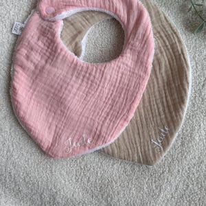 Personalized double gauze bib for baby, birth gift