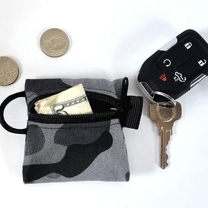 SMALL tiny/micro camo canvas zipper pouch / earbud case / travel gear / storage bag
