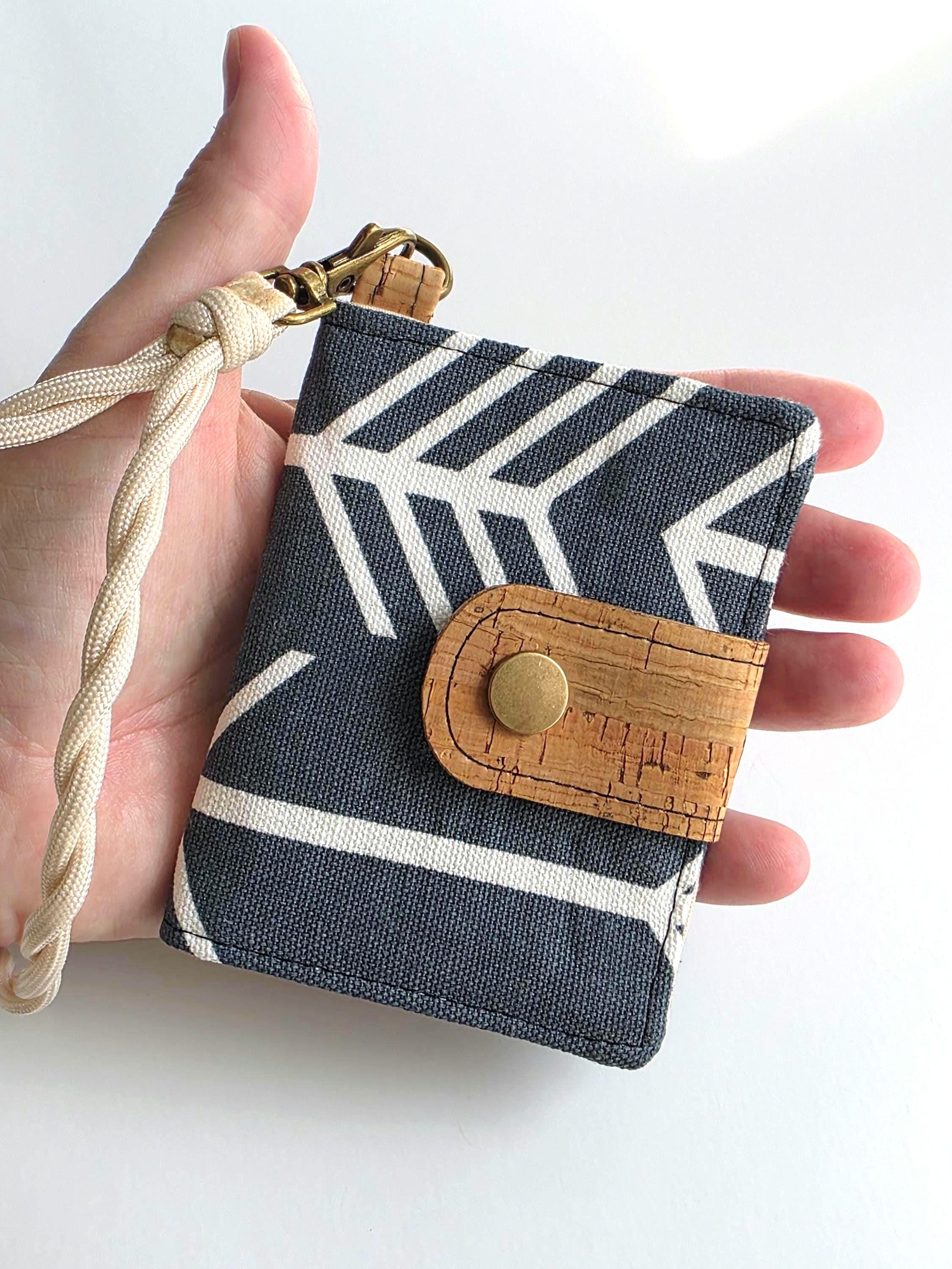 Boho Keychain Wallet With Wrist Strap, Small Fabric Clutch Card Holder ...