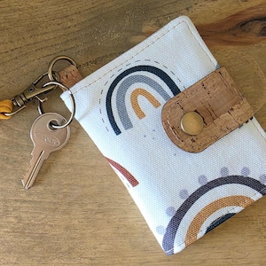 Women's Keychain Wallet and Wrist Strap, Small Clip On Card Holder