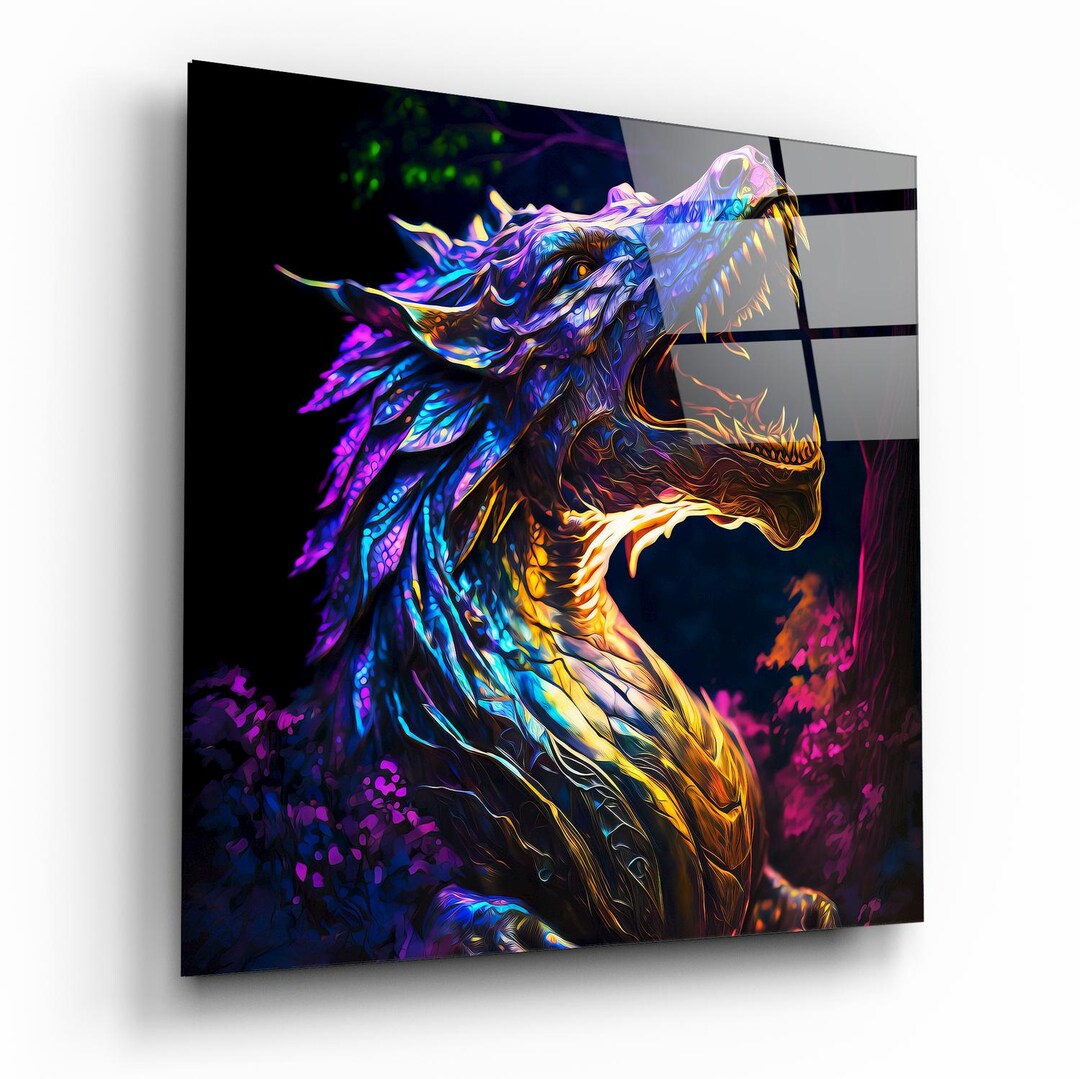 Abstract Art Dragon - Glass Wall Art - Etsy