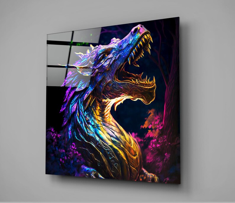 Abstract Art Dragon - Glass Wall Art - Etsy