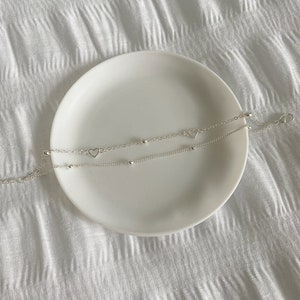 Sterling zilveren hart armband, schattige armband, vrouwen sieraden, sierlijke cadeau armband, minimalistische verstelbare alledaagse eenvoudige armband, geschenken afbeelding 2
