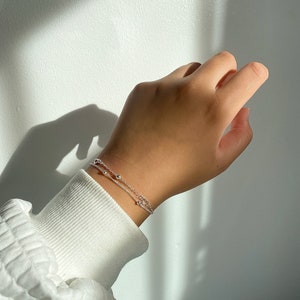Sterling zilveren hart armband, schattige armband, vrouwen sieraden, sierlijke cadeau armband, minimalistische verstelbare alledaagse eenvoudige armband, geschenken afbeelding 8