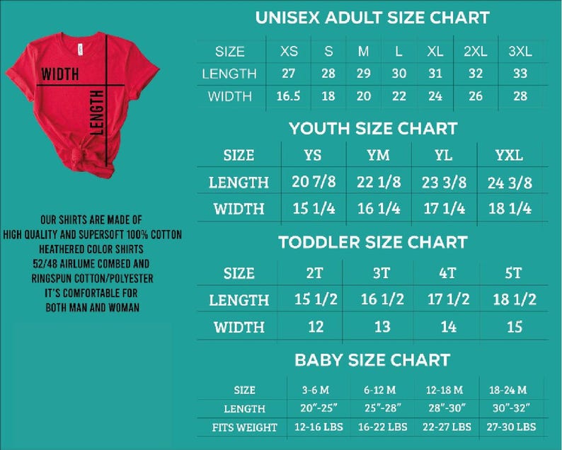 a baby's size chart for a t - shirt