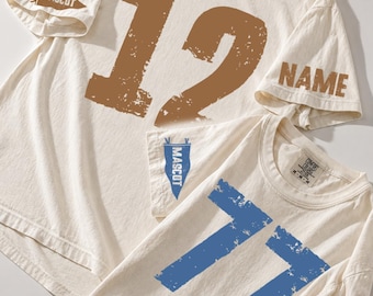 Custom Spirit Football Shirt, Personalized Name & Number Tee, Custom Team Shirt, Game Day Shirt, Comfort Colors Tee, Mascot Shirt, LC993
